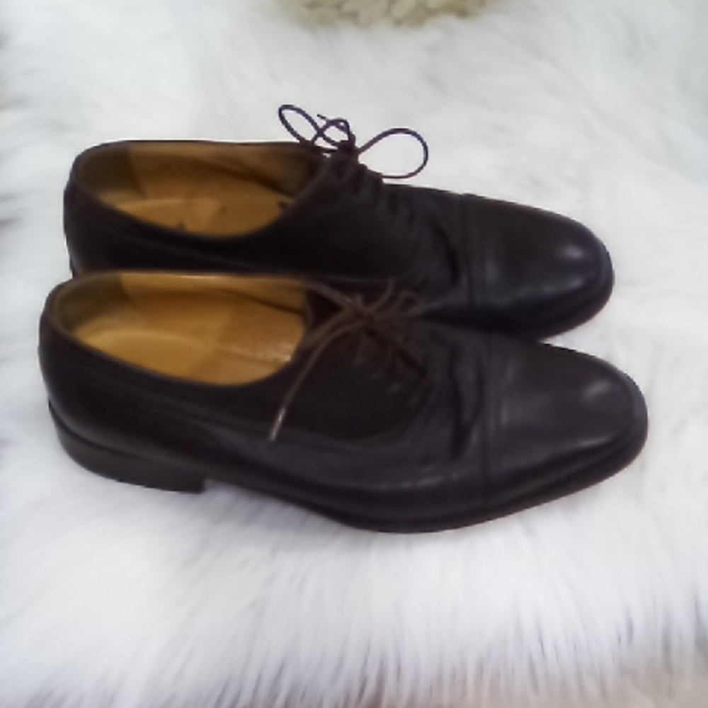 Bally Alton VTG Brown Oxford Leather Shoes with Polished Finish Size 9.5D